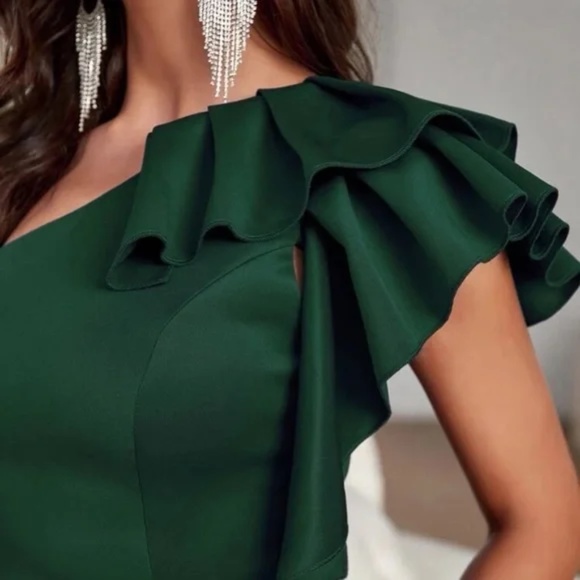 Classic One Shoulder Split Thigh Party Sexy Evening Formal Wedding Dress - Picture 4 of 4